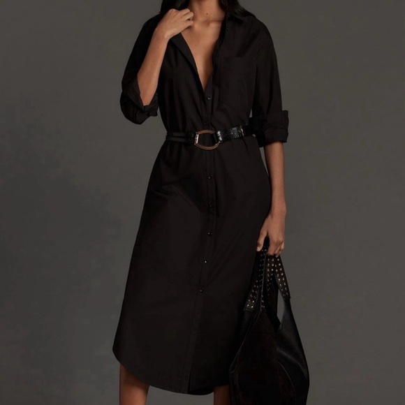 Anthropologie Dresses & Skirts - Anthropologie Maeve The Soren Longsleeve Black Shirt Dress Size Small